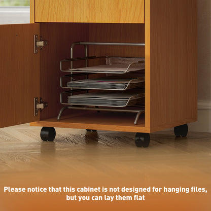 60cm Filing Cabinet with Drawers and Open Shelf, Natural
