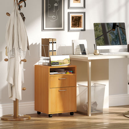 60cm Filing Cabinet with Drawers and Open Shelf, Natural