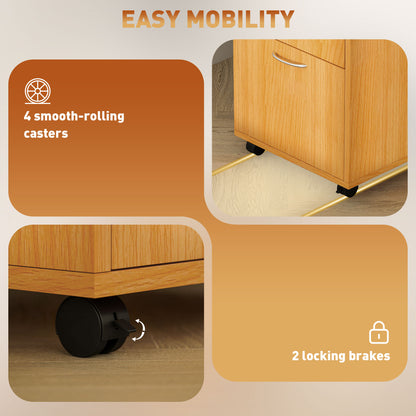 60cm Filing Cabinet with Drawers and Open Shelf, Natural