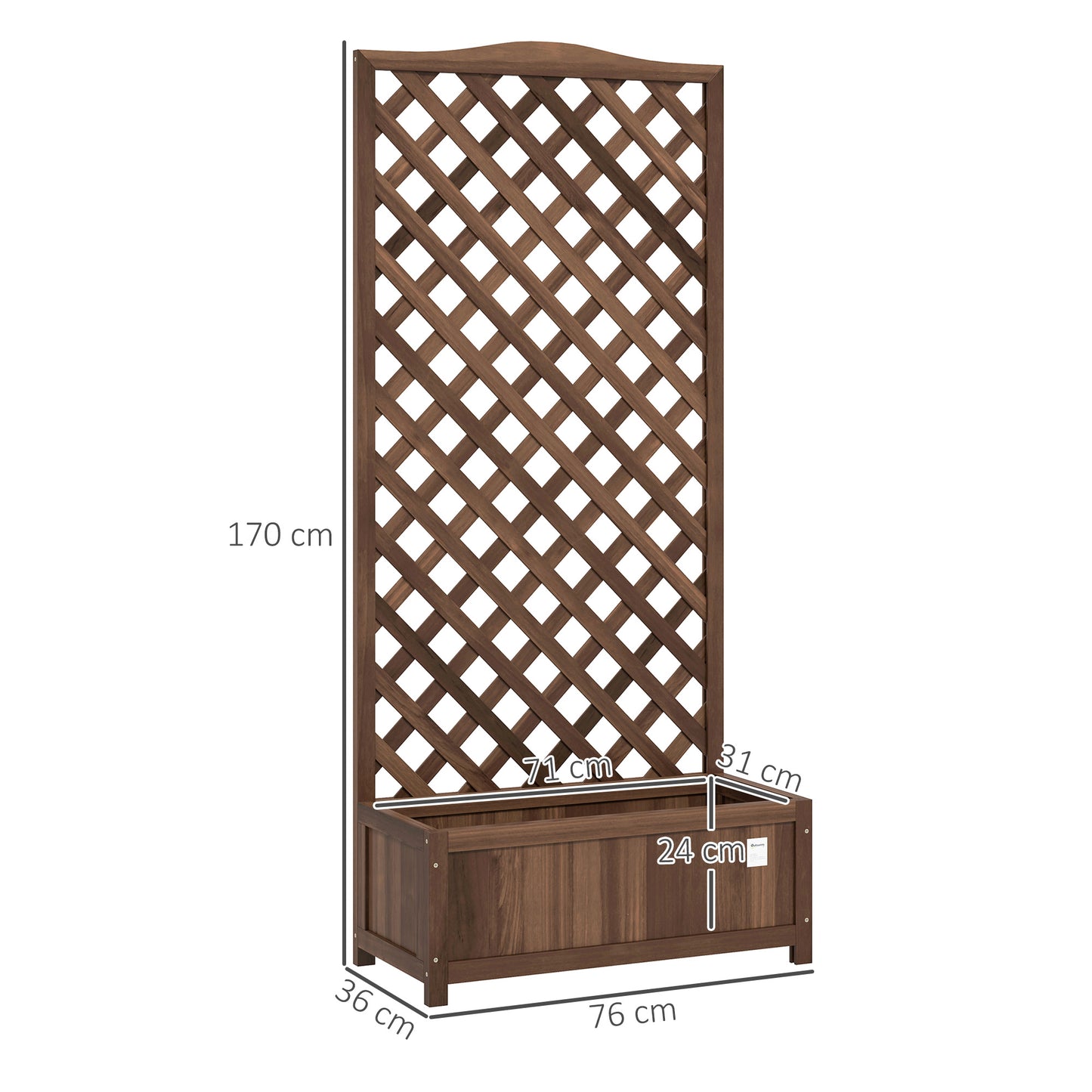 Garden Wooden Planter Box with Trellis Flower Raised Bed Dark Brown