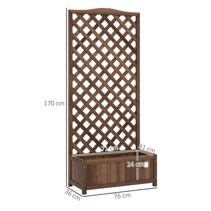 Garden Wooden Planter Box with Trellis Flower Raised Bed Dark Brown