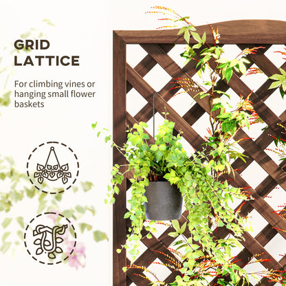 Garden Wooden Planter Box with Trellis Flower Raised Bed Dark Brown