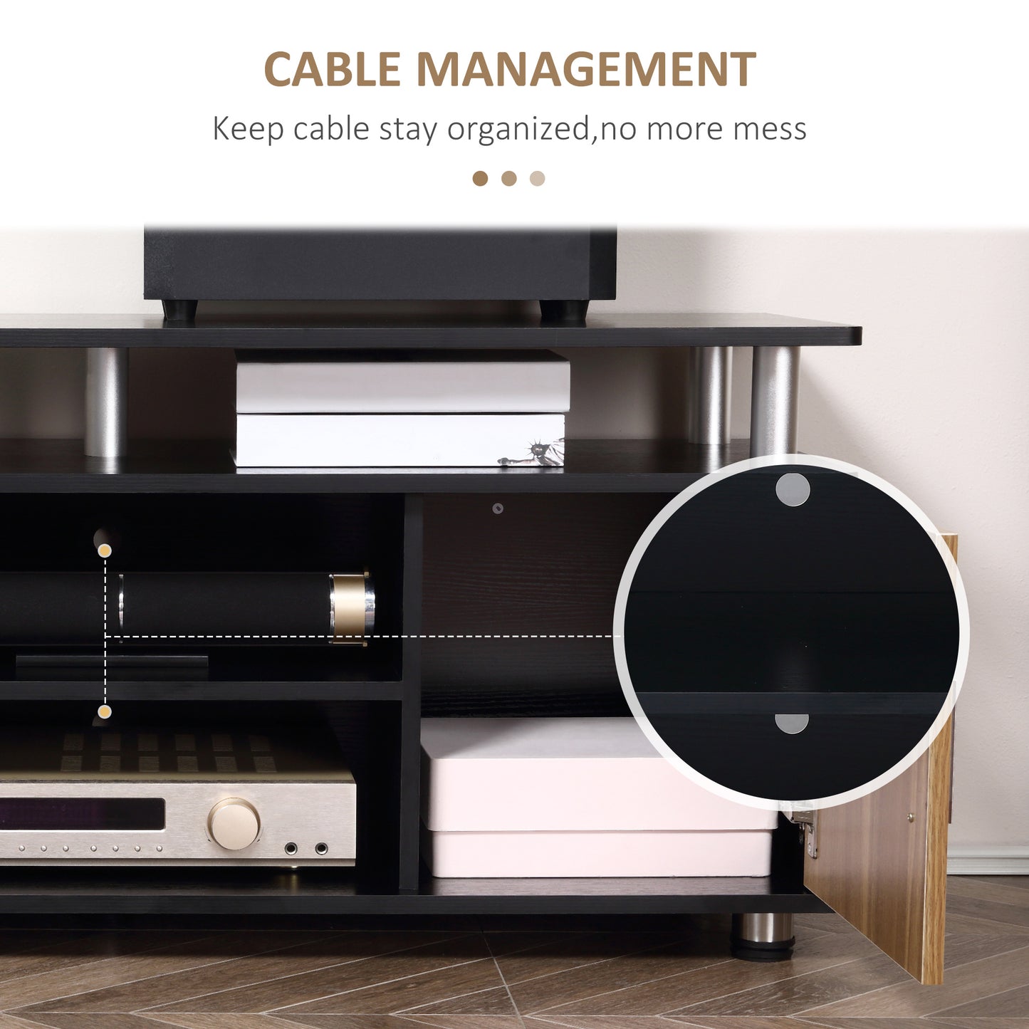 TV Cabinet Stand Entertainment Center Media Console Storage Black, Walnut