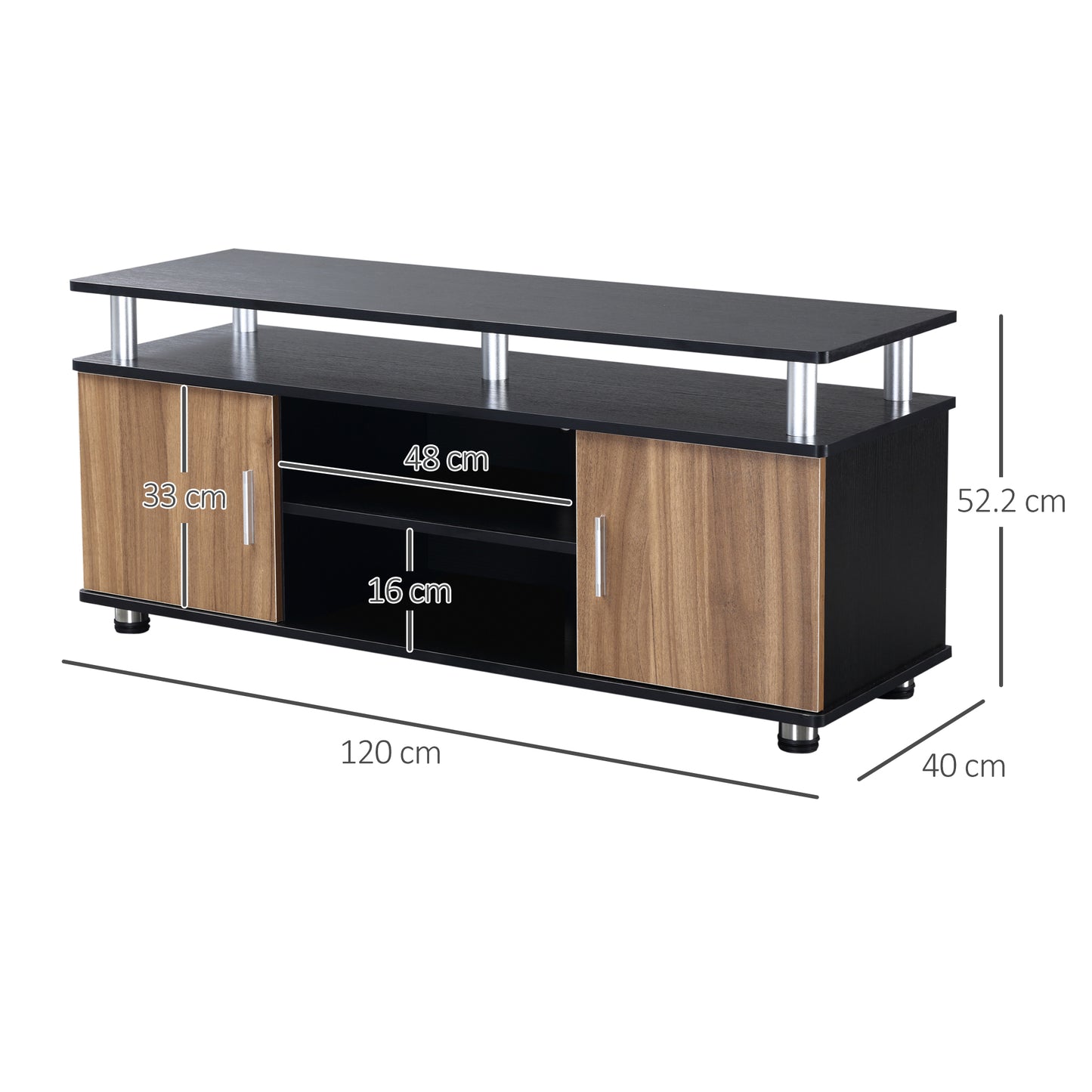 TV Cabinet Stand Entertainment Center Media Console Storage Black, Walnut