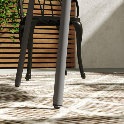 Garden Table for 4 Person with Slat Top, Steel Frame, Grey