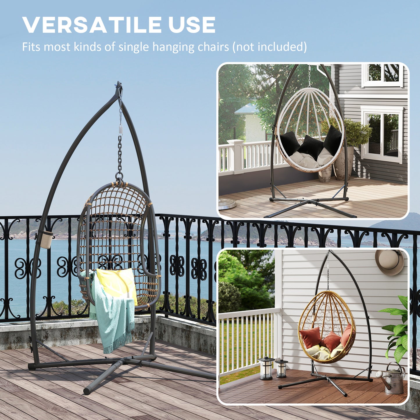 Hammock Chair Stand, Steel Frame Hammock Stand Only, Black