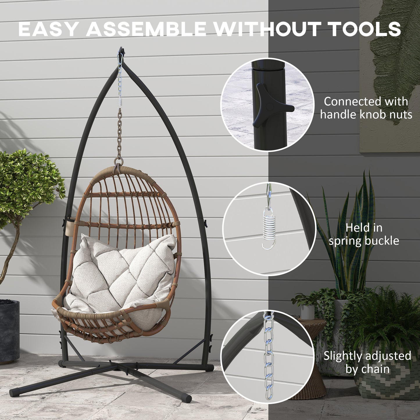 Hammock Chair Stand, Steel Frame Hammock Stand Only, Black