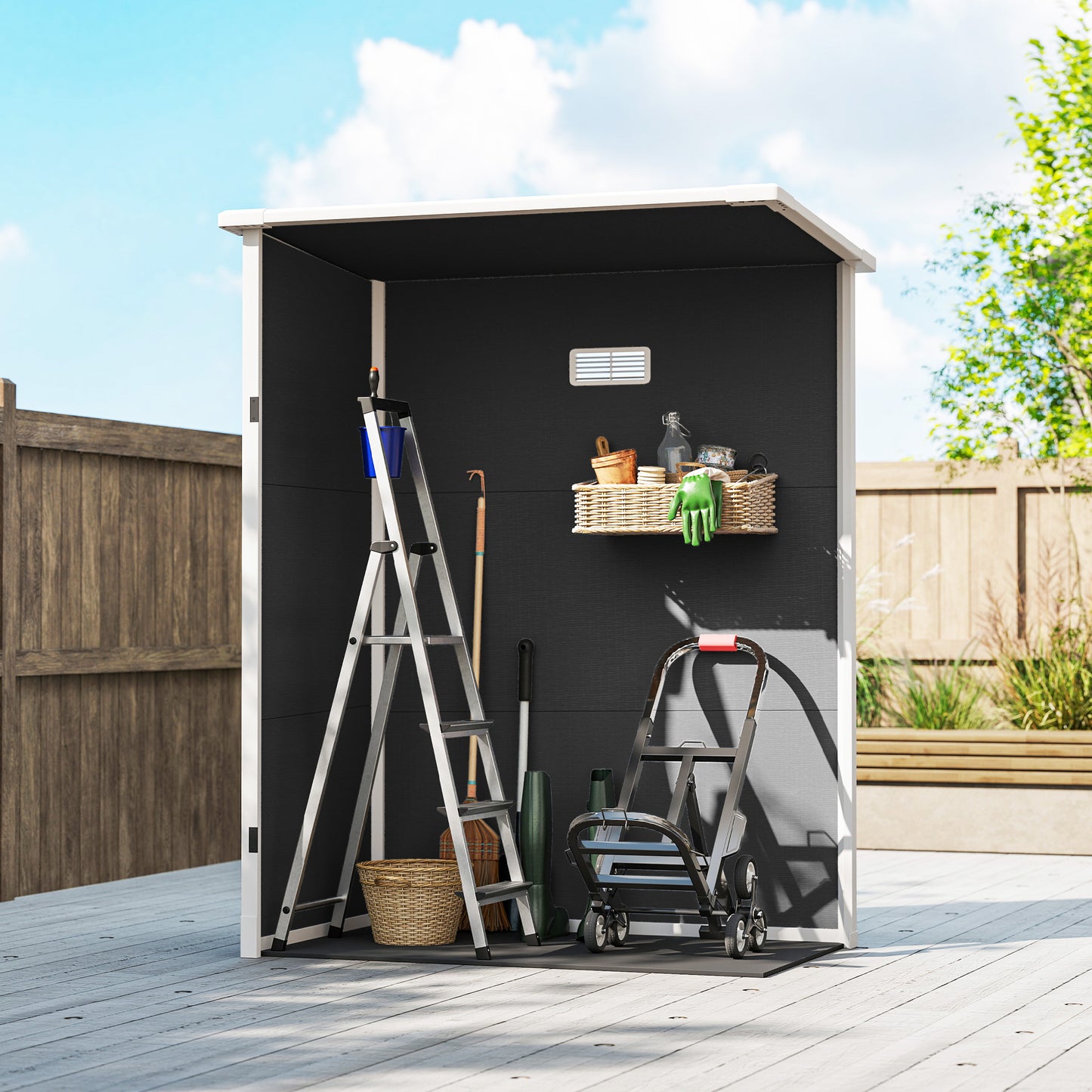 5' x 3' Garden Shed w/ Floor, Lockable Door, Window and Vent Black