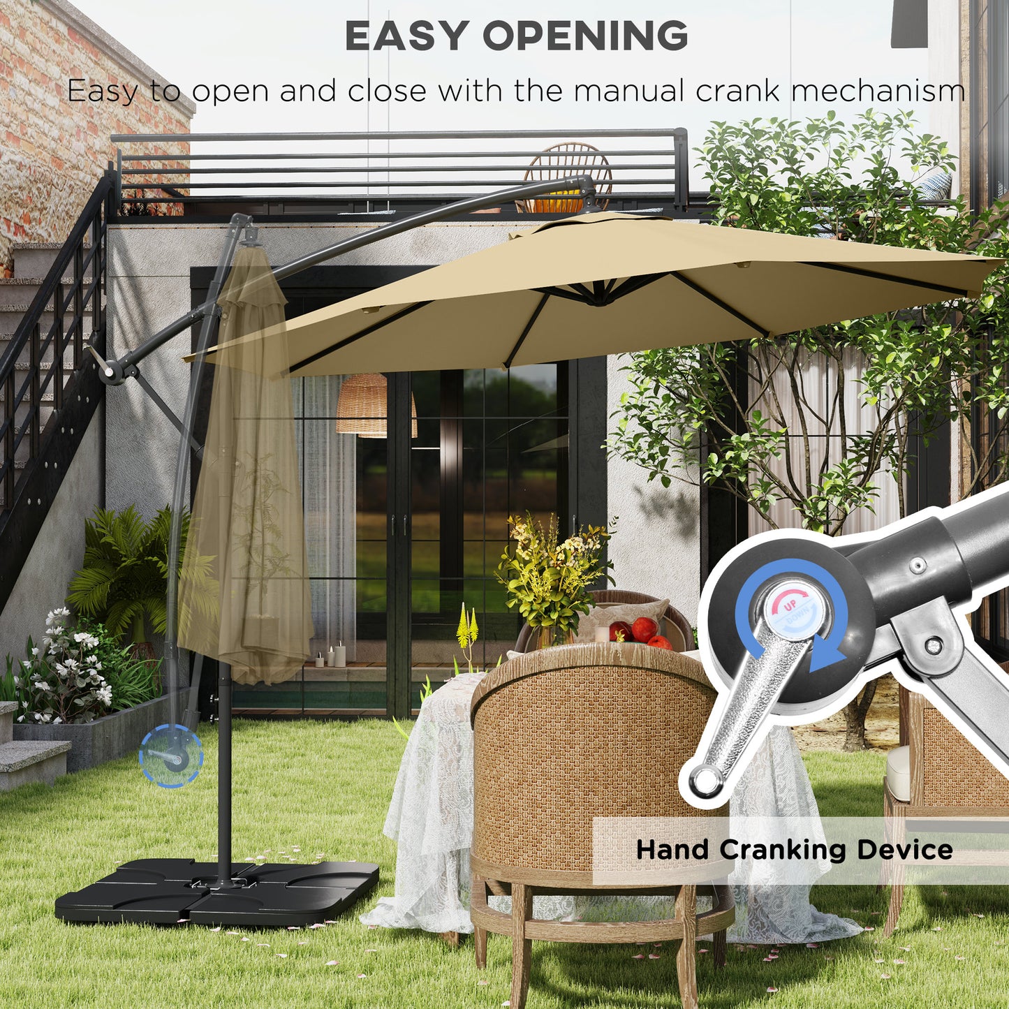 3(m) Banana Parasol Cantilever Umbrella Garden w/ Base Weights