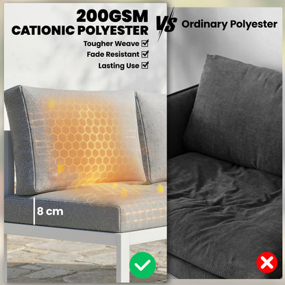 6 Seater Metal Garden Furniture Corner Sofa Set, White