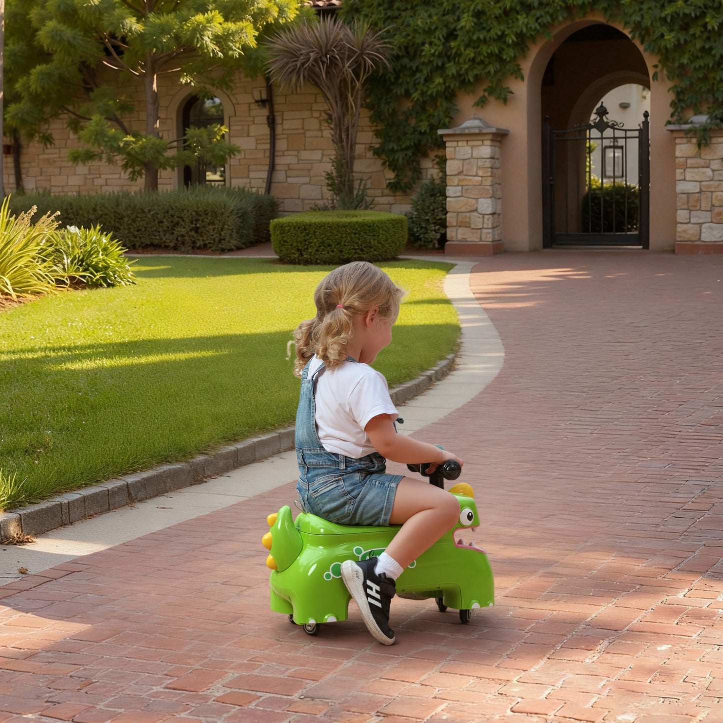 Kids Ride On Car, Dinosaur Shape Toddler Walker, Green