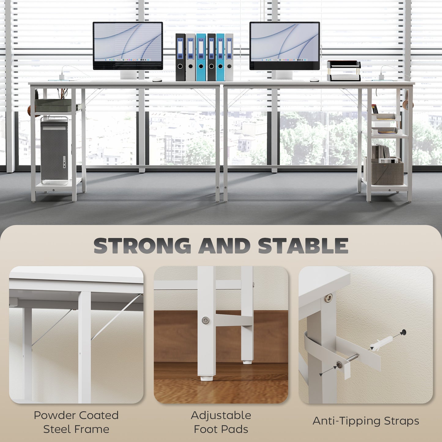 120 x 60 cm Home Office Desk Reversible Study Table for Bedroom White