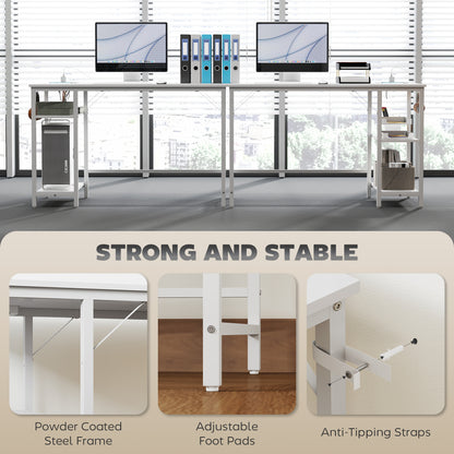 120 x 60 cm Home Office Desk Reversible Study Table for Bedroom White