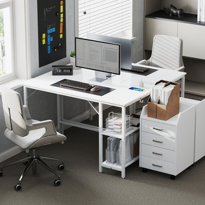 120 x 60 cm Home Office Desk Reversible Study Table for Bedroom White