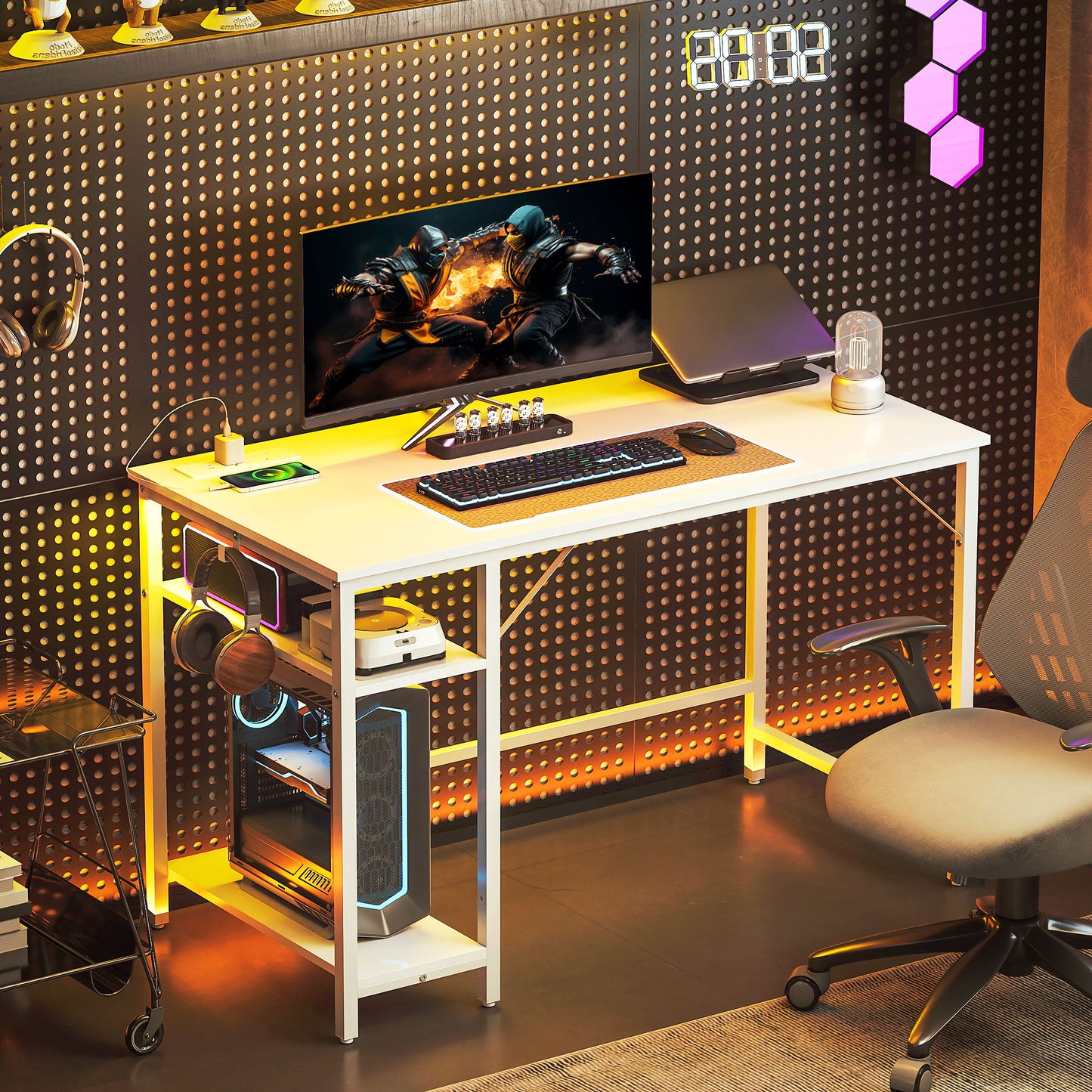 120 x 60 cm Home Office Desk Reversible Study Table for Bedroom White