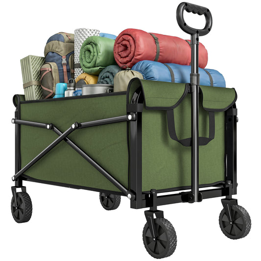 81L Festival Trolley on Wheels, Garden Folding Trolley Cart, Green