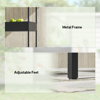 2 Tier Plant Stand, Outdoor Indoor Metal Plant Stand with Hook