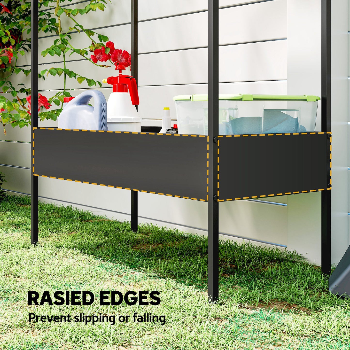 2 Tier Plant Stand, Outdoor Indoor Metal Plant Stand with Hook