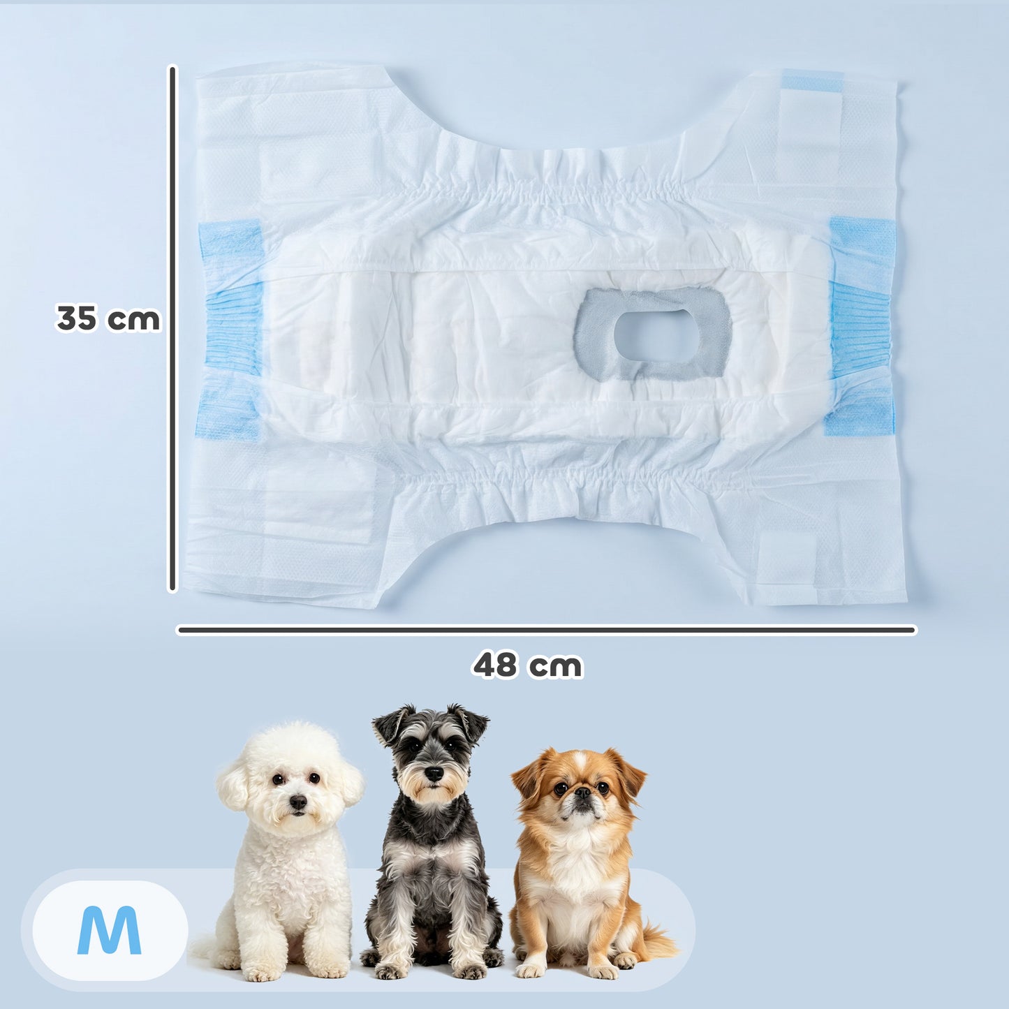 Disposable Dog Diapers Female, 48 Count Absorbent Dog Nappies, Puppy Sanitary Wraps Panties for Incontinence or Excitable Urination and Training, M, 24-41 cm
