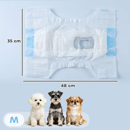 Disposable Dog Diapers Female, 48 Count Absorbent Dog Nappies, Puppy Sanitary Wraps Panties for Incontinence or Excitable Urination and Training, M, 24-41 cm