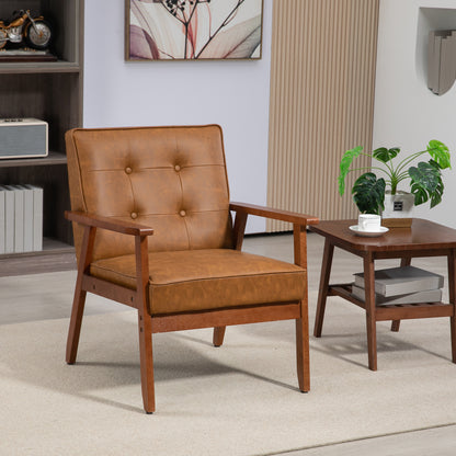 Accent Chair PU Leather Armchair with Armrests for Living Room Brown