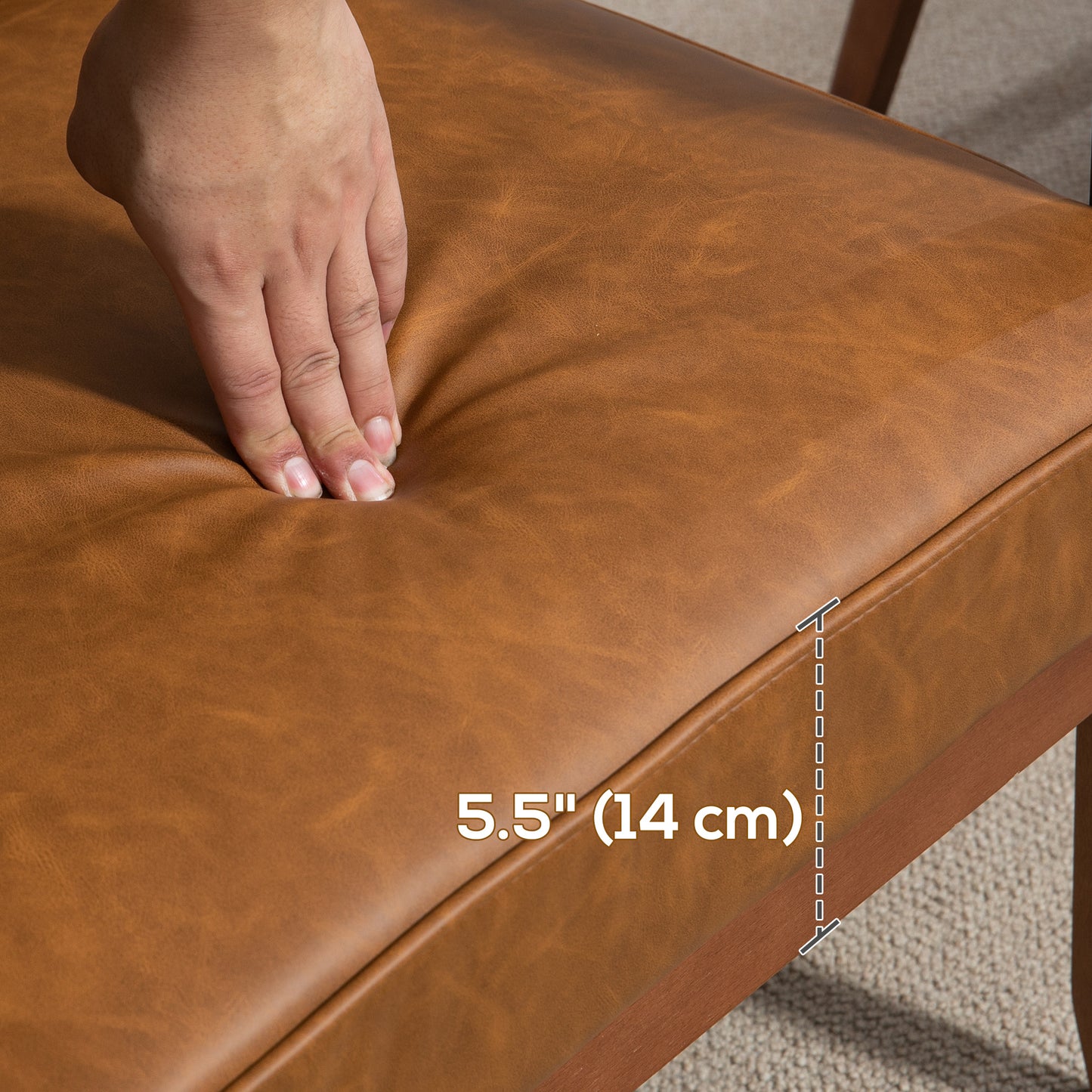 Accent Chair PU Leather Armchair with Armrests for Living Room Brown