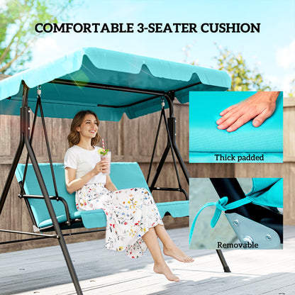 Outdoor Metal Hammock Swing Chair 3-Seater Patio Bench Garden Grey