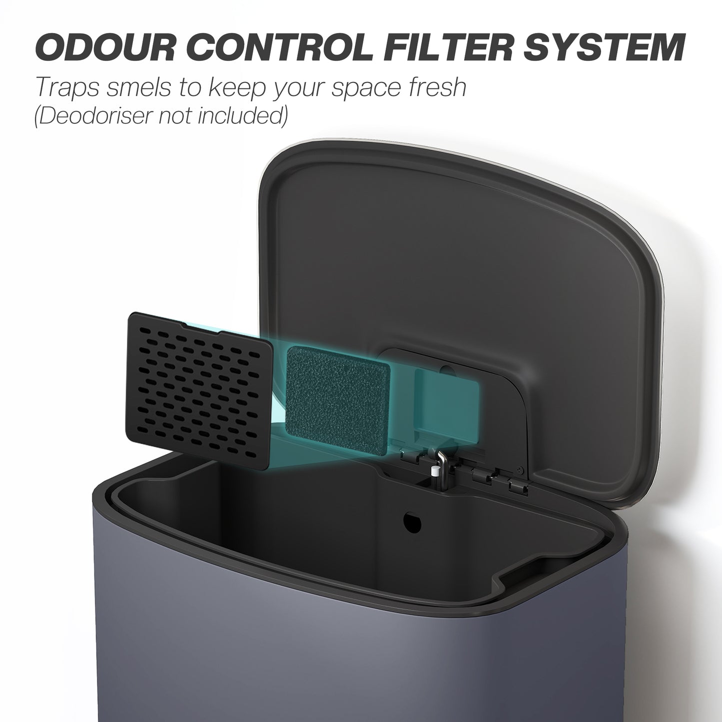 Pedal Bin with Soft-Close Lid, 50L Kitchen Bin with Carry Handle Grey