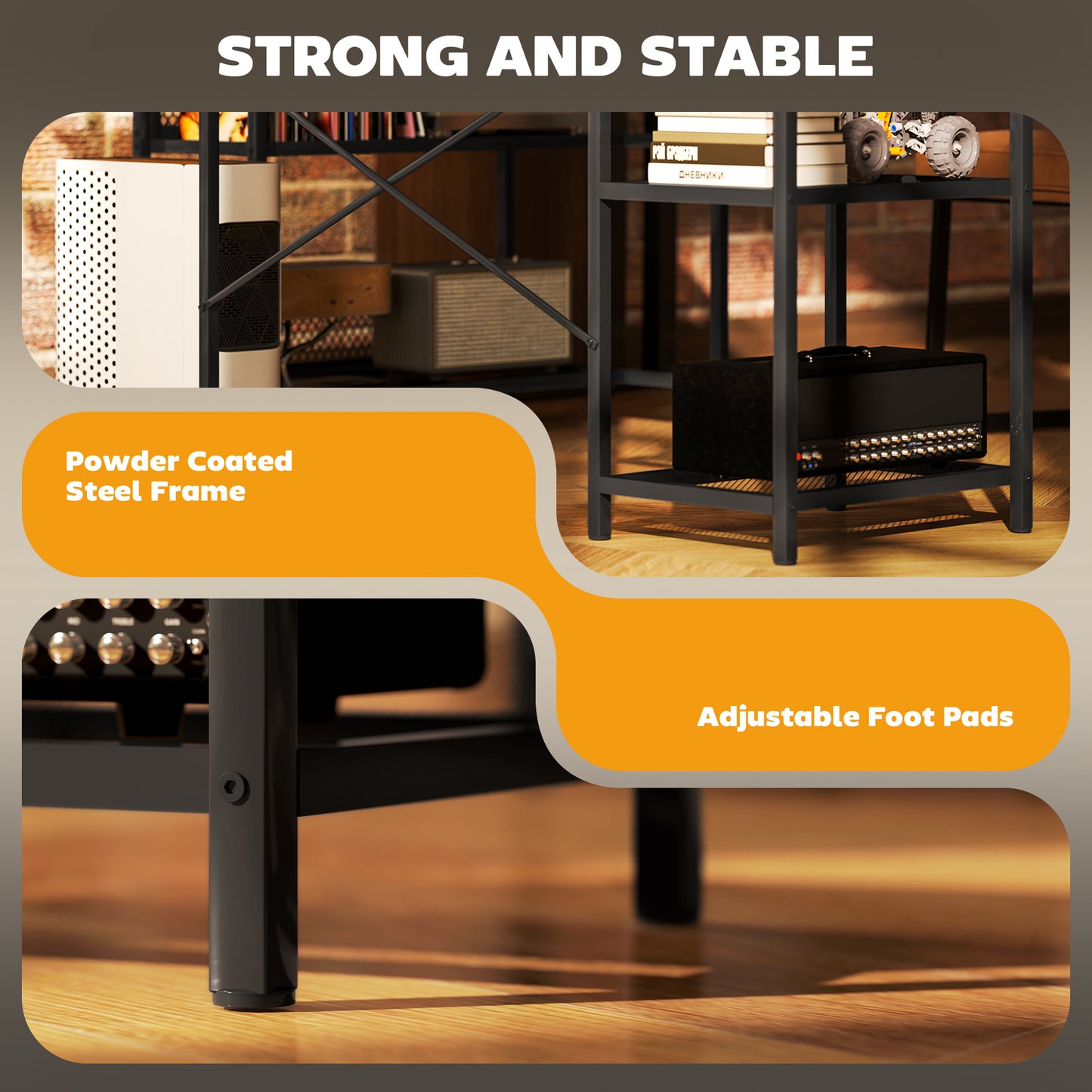 L Shaped Gaming Desk w/ LED Lights and Power Outlets for Small Space