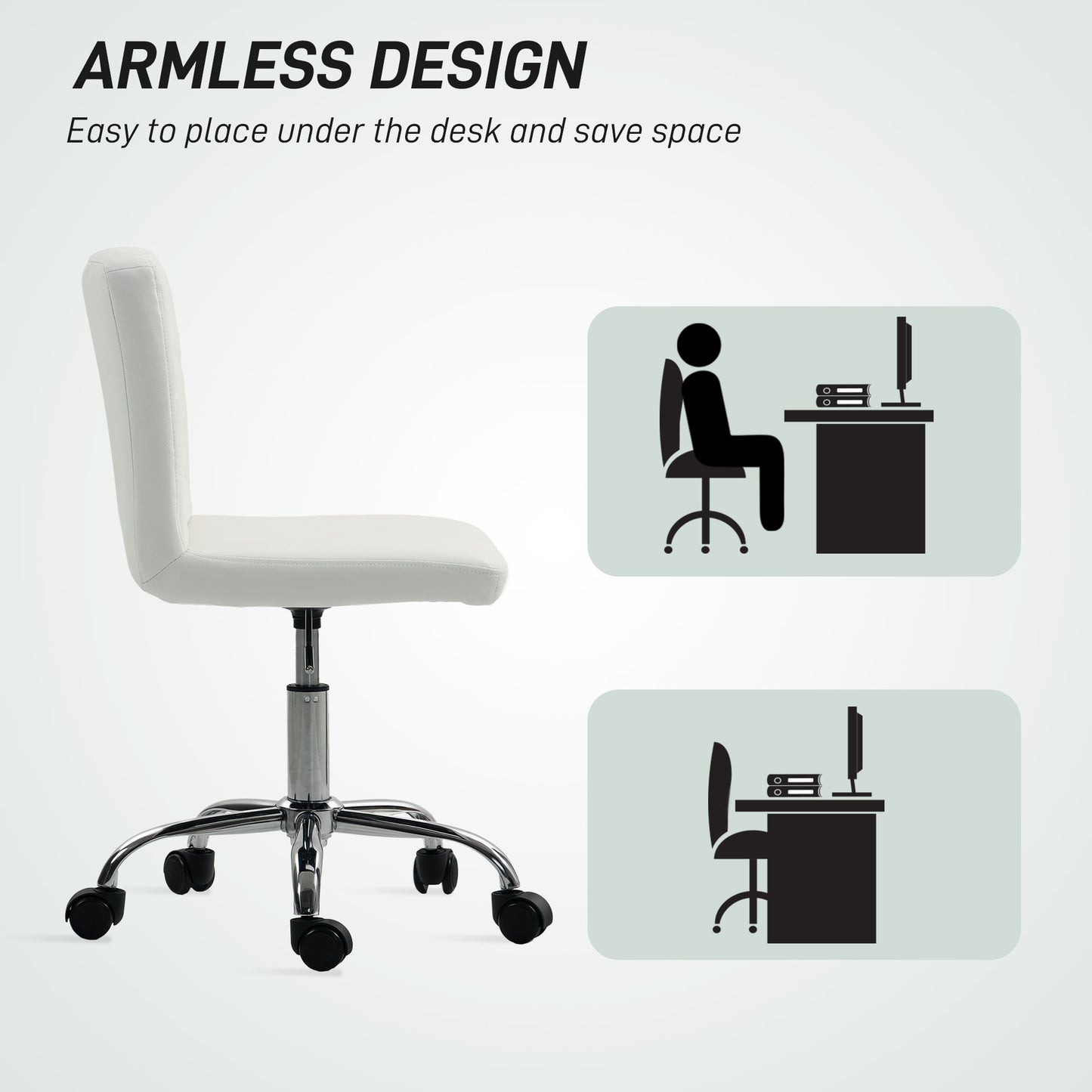Modern Vanity Computer Desk Chair with Rolling Wheels, White