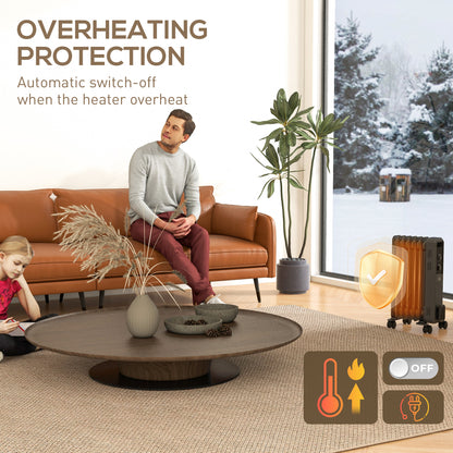 Oil Filled Radiator Portable Heater W/ 7 Fin, 3 Heat Settings Grey