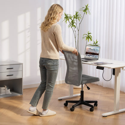 Vinsetto Armless Office Chair, Swivel Desk Chair w/ Adjustable Height Grey