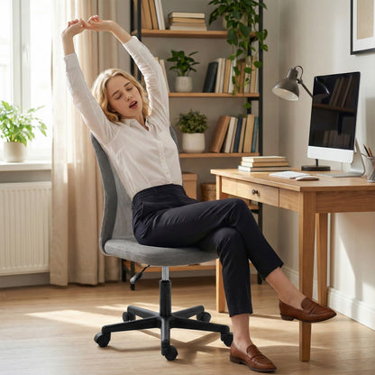 Vinsetto Armless Office Chair, Swivel Desk Chair w/ Adjustable Height Grey