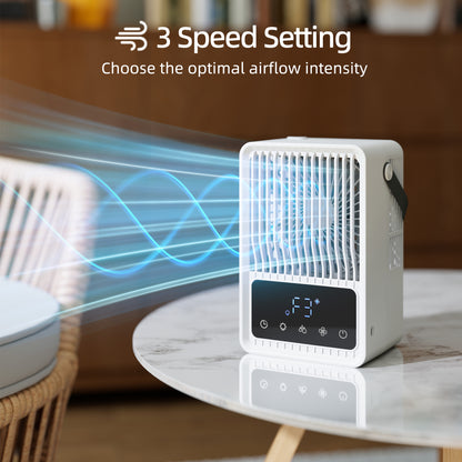 4-in-1 Mini Air Cooler with 7 Colour RGB Light, Cooling Fan, Black