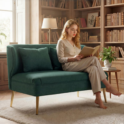 2 Seater Sofa, Small Sofa with Wing Back, Thick Seat, Dark Green