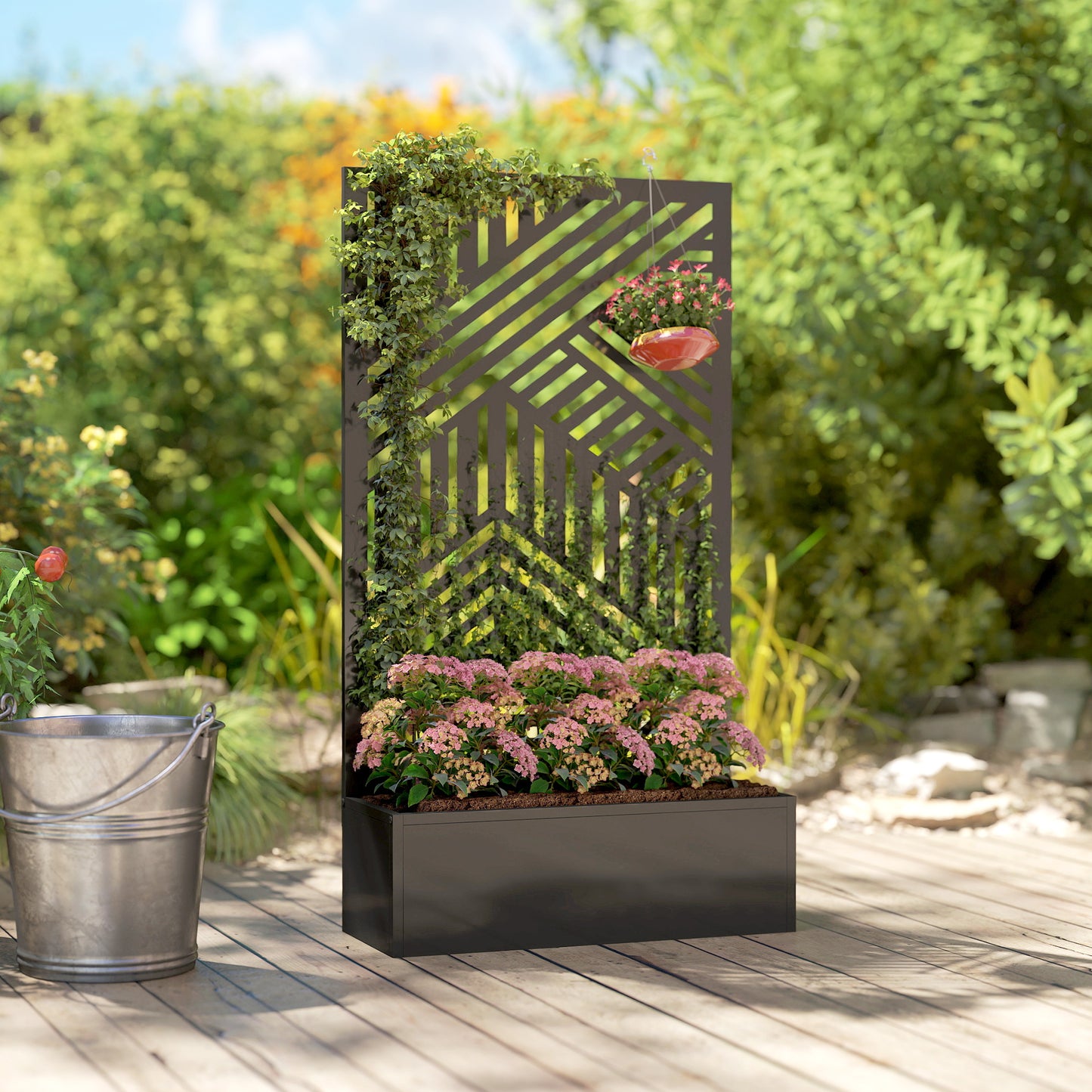 Metal Garden Bed for Garden with Trellis, Raised Garden Bed
