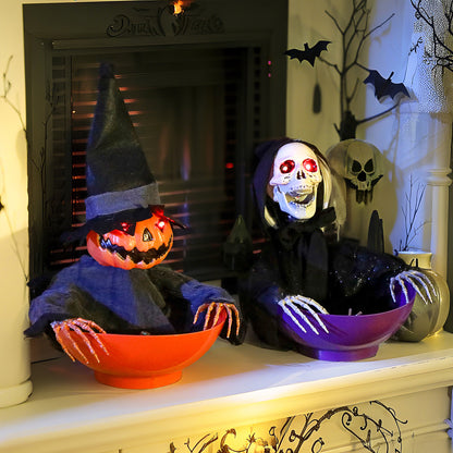 Animated Halloween Skeleton Candy Dish for Party Decoration
