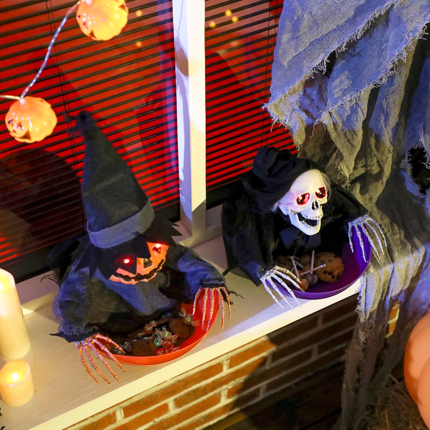 Animated Halloween Skeleton Candy Dish for Party Decoration