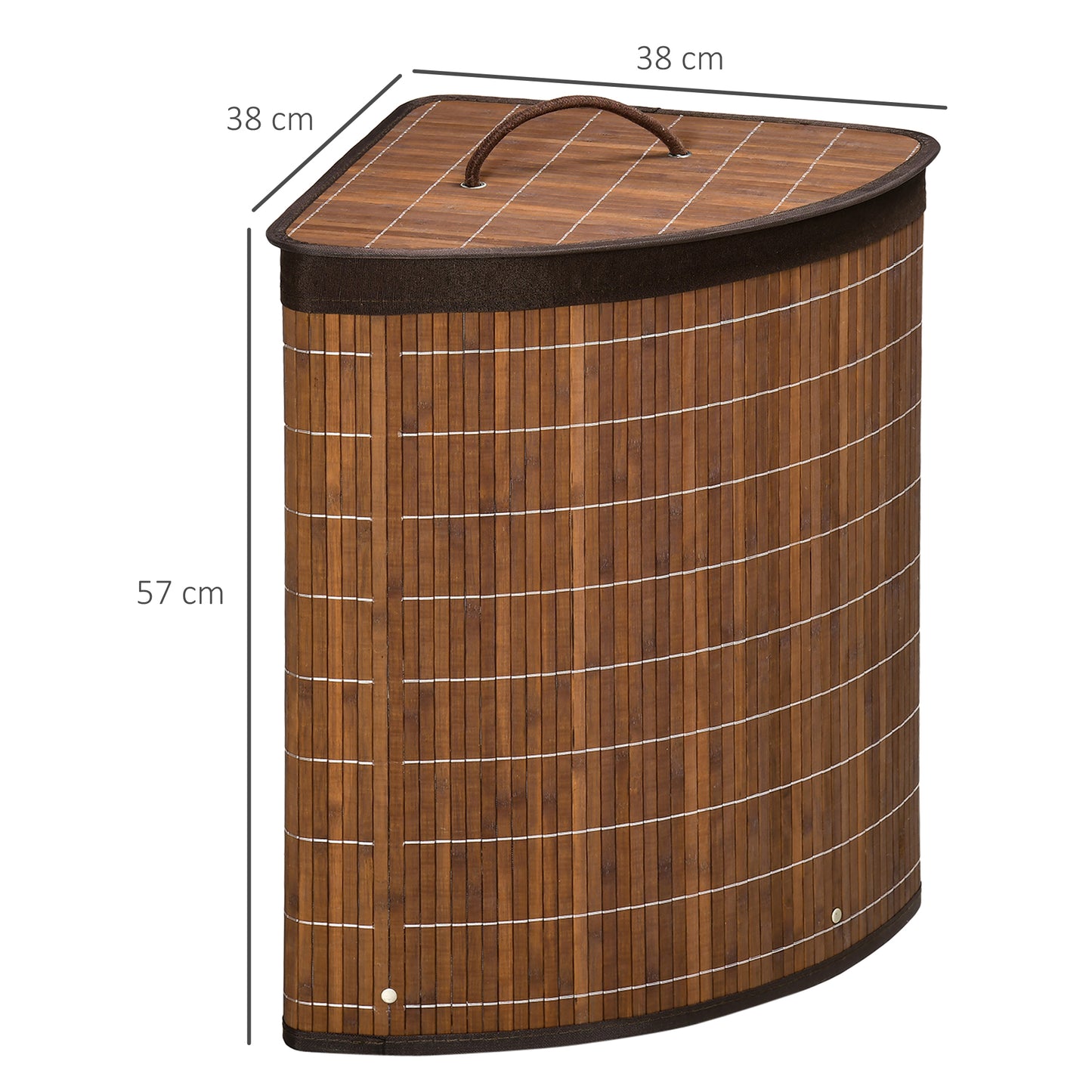 55L Bamboo Corner Laundry Hamper Bamboo Laundry Basket Brown