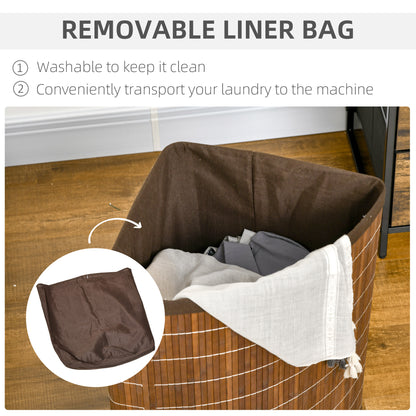 55L Bamboo Corner Laundry Hamper Bamboo Laundry Basket Brown