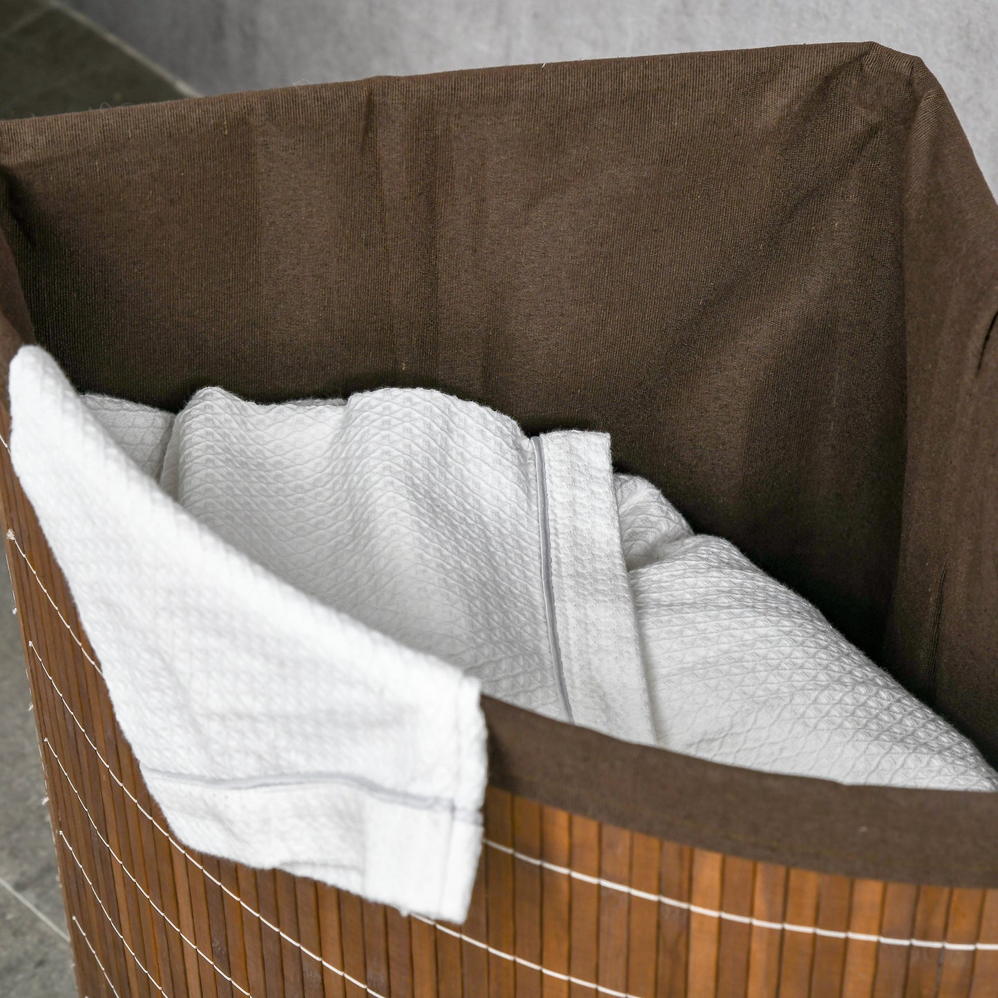 55L Bamboo Corner Laundry Hamper Bamboo Laundry Basket Brown