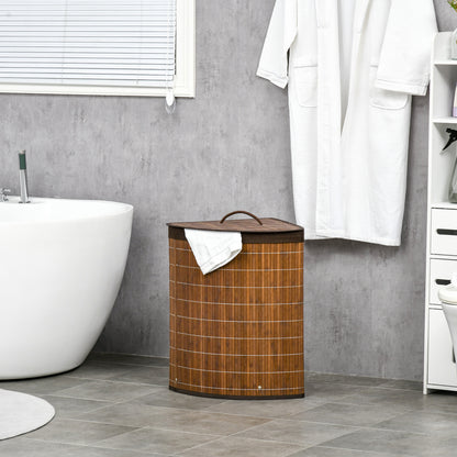 55L Bamboo Corner Laundry Hamper Bamboo Laundry Basket Brown