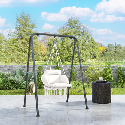 Hammock Chair, Boho Hanging Swing Chair with Cushion, Cream White