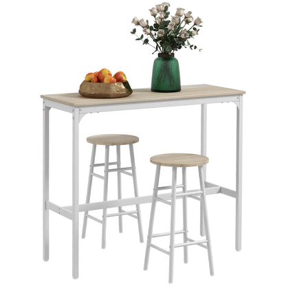 3 Piece Bar Set, Industrial Kitchen and Chair Set Oak