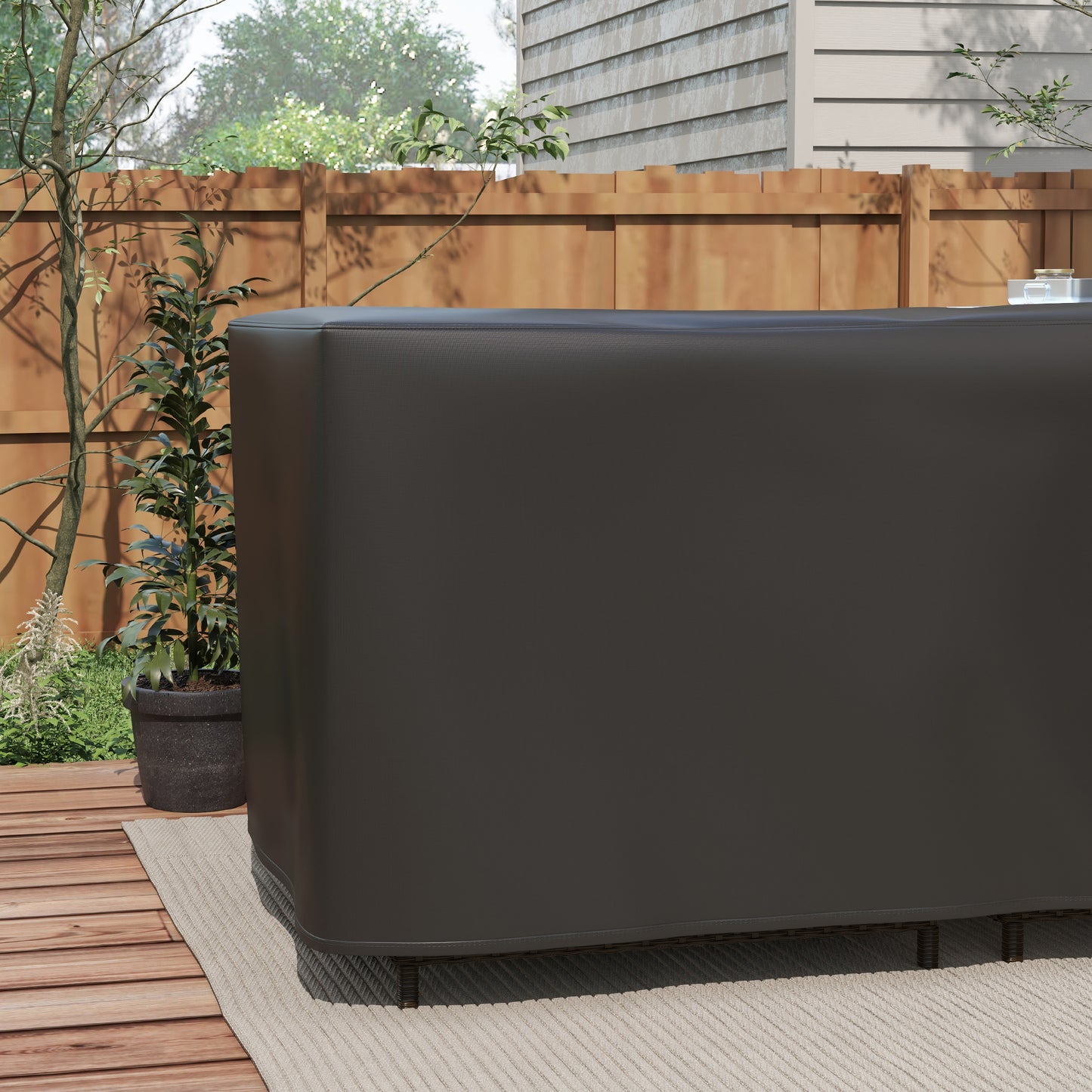L-Shaped Rattan Corner Set Cover Waterproof Oxford Fabric 250x250x79cm