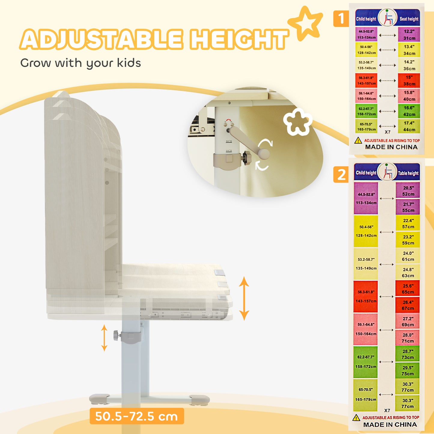 Kids Desk, Study Desk for Kids Height Adjustable with Tilt-Desktop