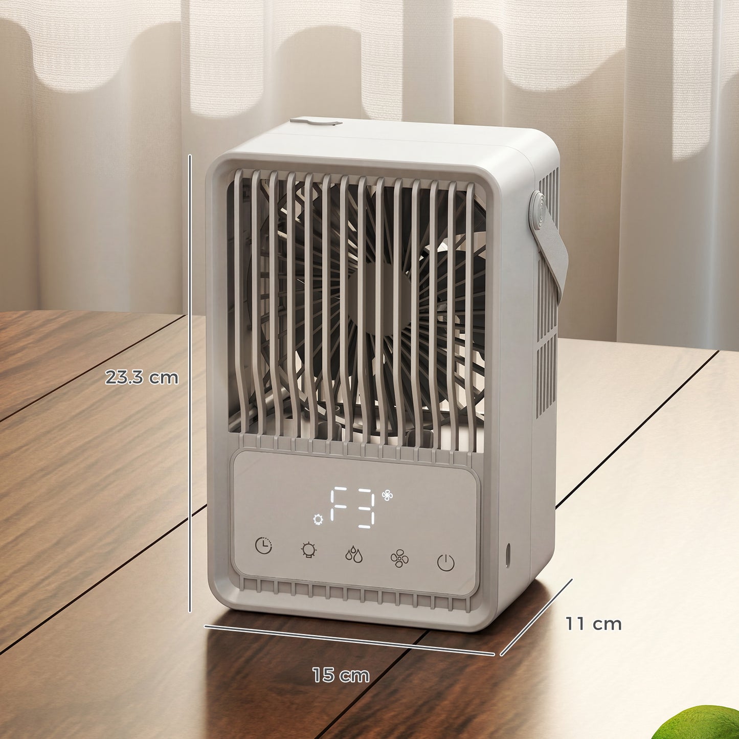4-in-1 Mini Air Cooler with 7 Colour RGB Light, Cooling Fan, White