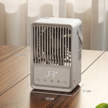 4-in-1 Mini Air Cooler with 7 Colour RGB Light, Cooling Fan, White