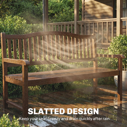 Wood Garden Loveseat Bench with Liftable Table, Cover, Light Brown