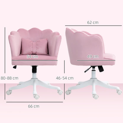 Armless Desk Chair Home Office Chair w/ Wide Seat Tilt Function Pink